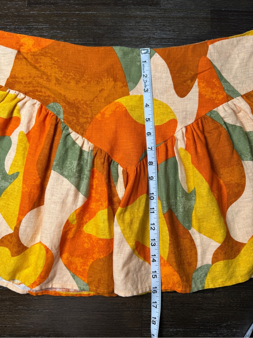 Fe Noel x Target Mini Skirt Size 16 Abstract Orange Yellow  55% Linen 45% rayon - Picture 7 of 8